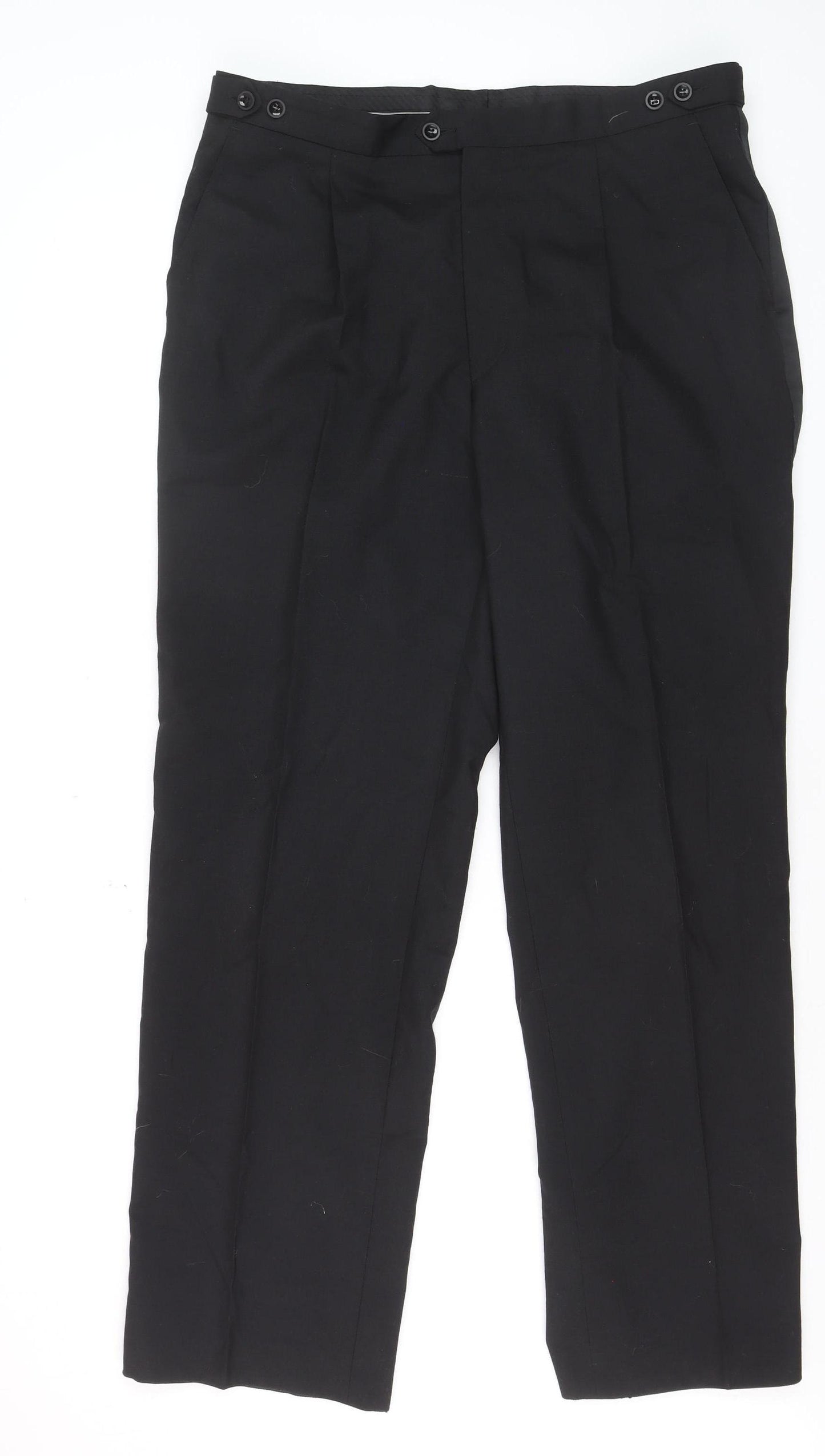 Authentic Clothing Company Men's Black 38in Formal Wool-Blend Dress Pants