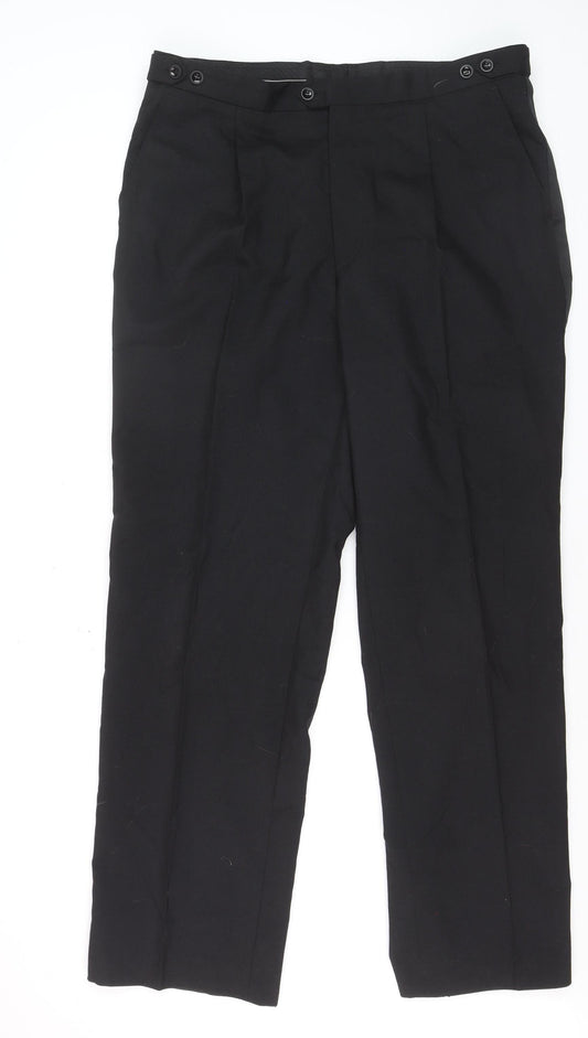 Authentic Clothing Company Men's Black 38in Formal Wool-Blend Dress Pants