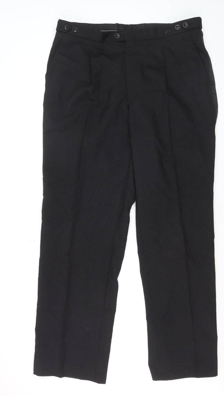 Authentic Clothing Company Men's Black 38in Formal Wool-Blend Dress Pants