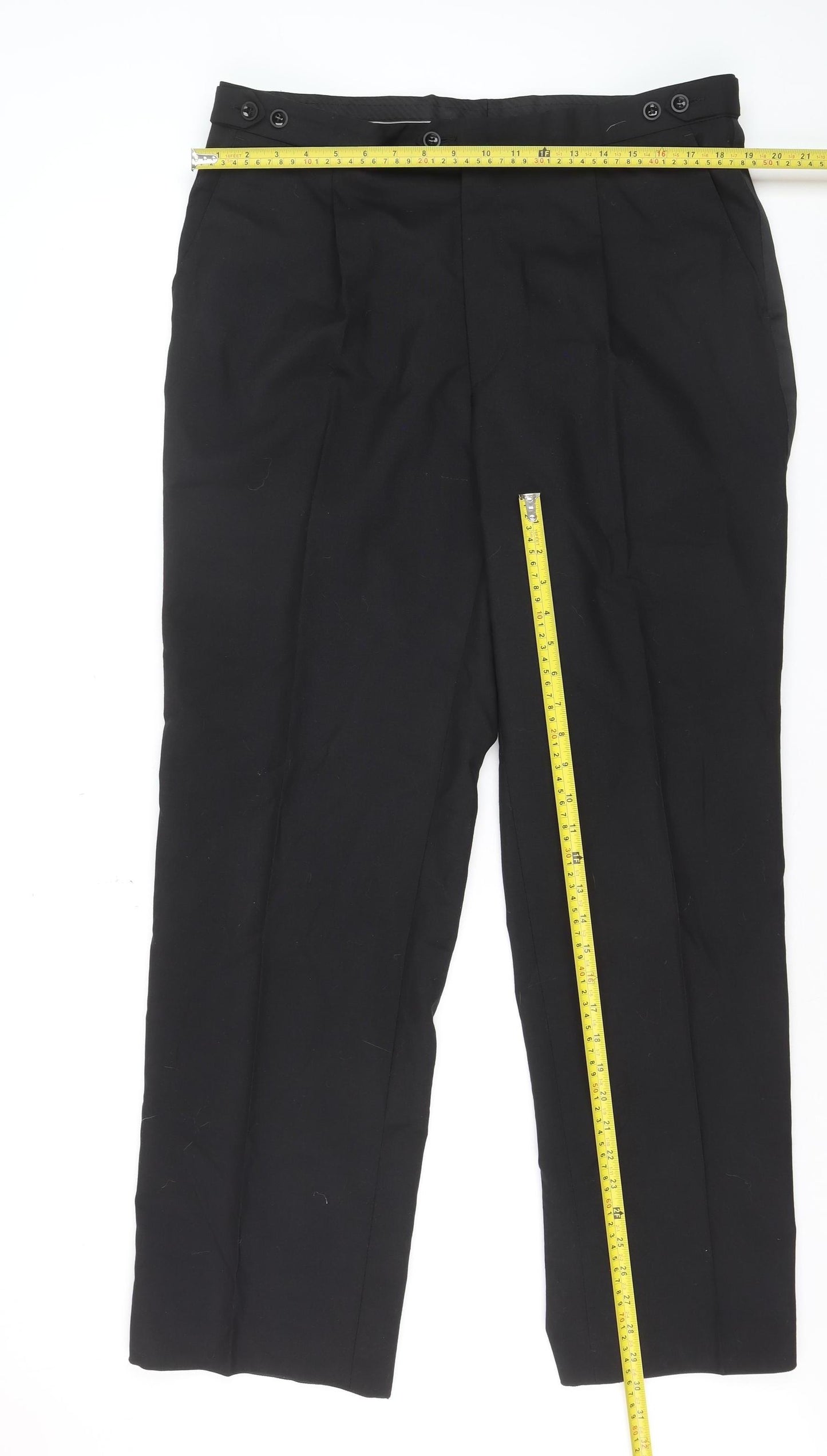 Authentic Clothing Company Men's Black 38in Formal Wool-Blend Dress Pants