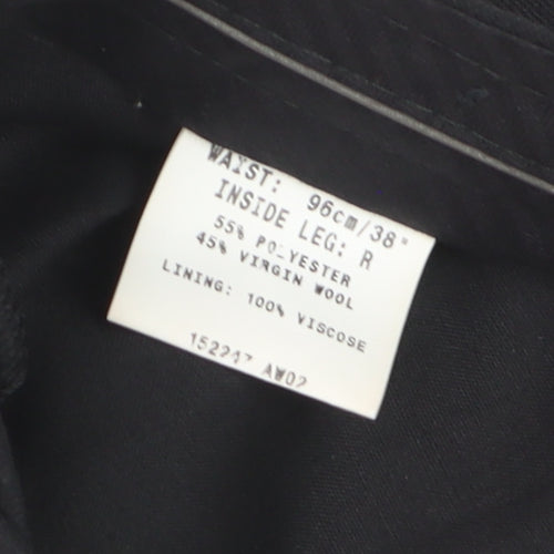 Authentic Clothing Company Men's Black 38in Formal Wool-Blend Dress Pants