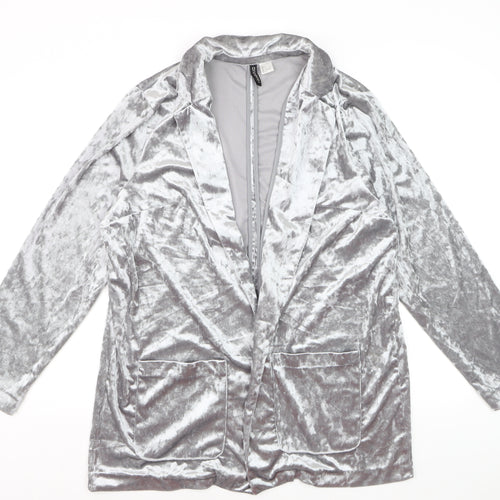 H&M Divided Women’s Silver Velvet Long Sleeve Cardigan Size 14