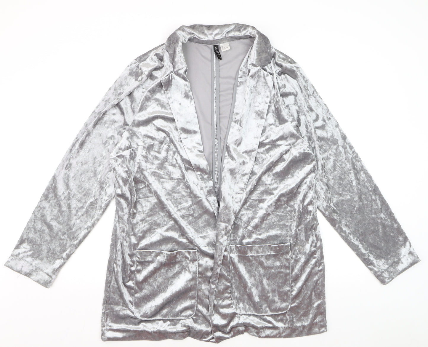 H&M Divided Women’s Silver Velvet Long Sleeve Cardigan Size 14