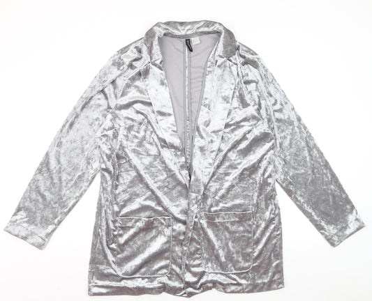H&M Divided Women’s Silver Velvet Long Sleeve Cardigan Size 14