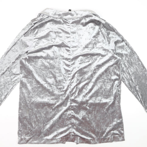 H&M Divided Women’s Silver Velvet Long Sleeve Cardigan Size 14