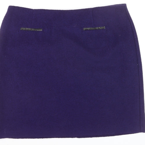 Marks and Spencer Women Purple Wool Blend Knee Length Pencil Skirt Size 18