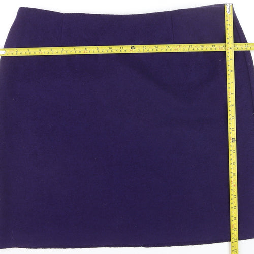 Marks and Spencer Women Purple Wool Blend Knee Length Pencil Skirt Size 18