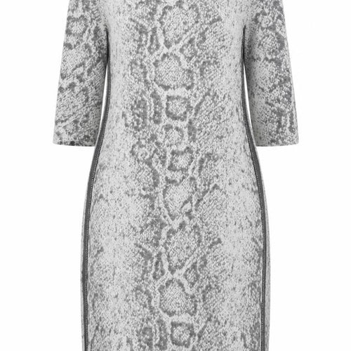 Just White Womens Grey Animal Print Knit Sheath Dress Size 10