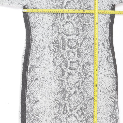 Just White Womens Grey Animal Print Knit Sheath Dress Size 10