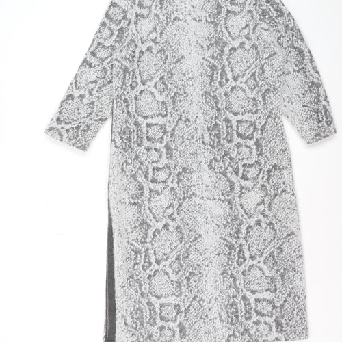 Just White Womens Grey Animal Print Knit Sheath Dress Size 10