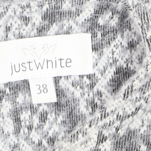 Just White Womens Grey Animal Print Knit Sheath Dress Size 10