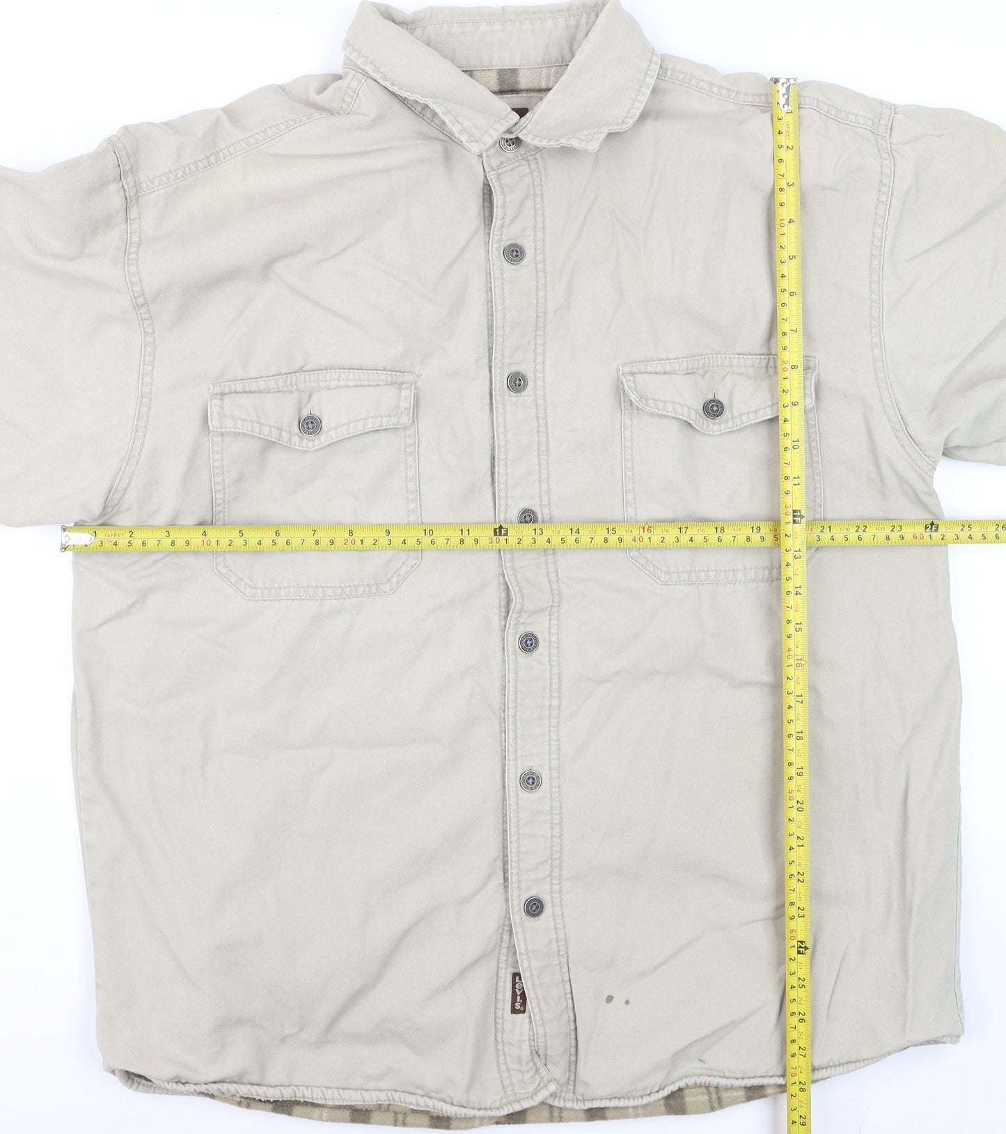 Levi Strauss & Co Men's Beige XL Cotton Lined Button-Up Shirt