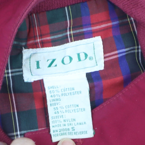 Izod Men's Red Bomber Jacket Size S Cotton Blend Full Zip