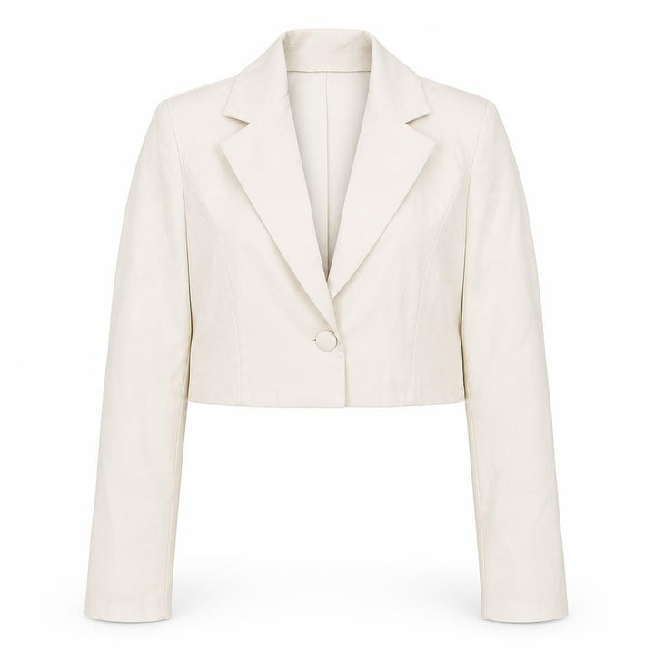 Boohoo Women Beige Cropped Blazer Jacket UK 10
