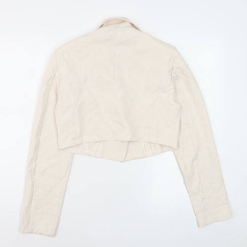 Boohoo Women Beige Cropped Blazer Jacket UK 10