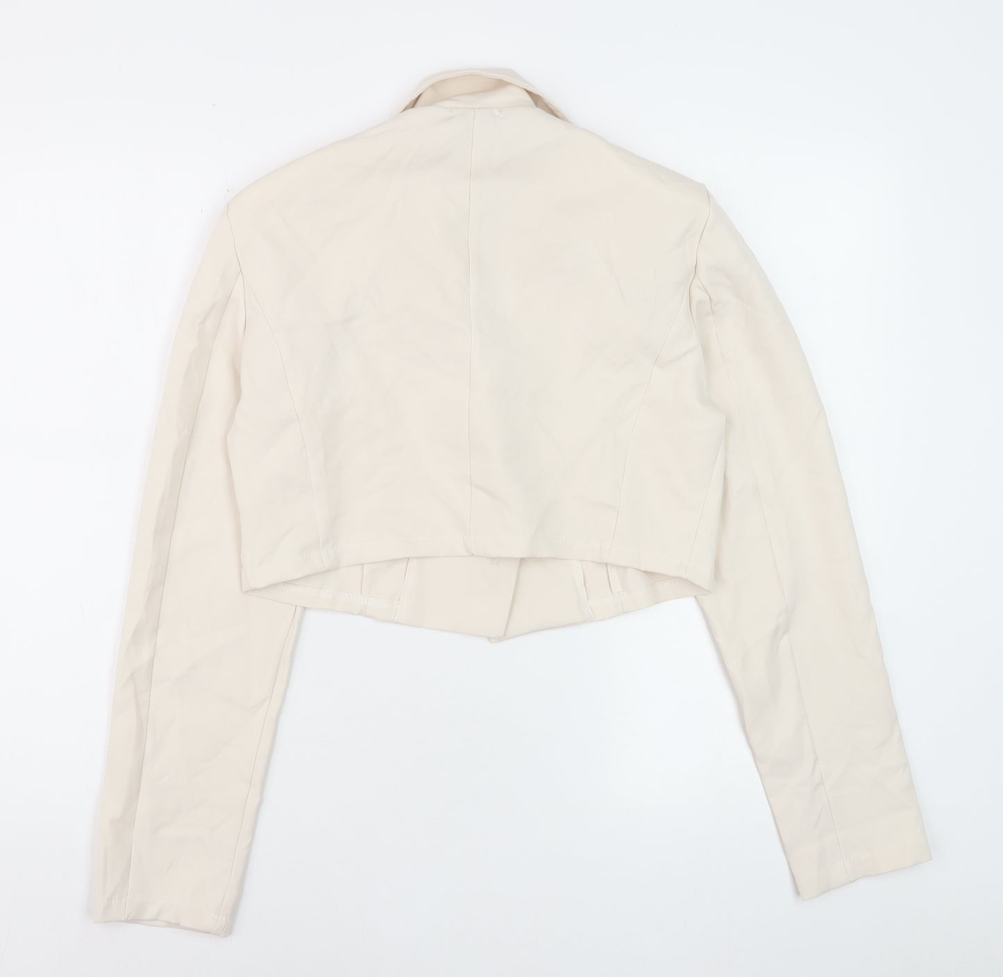 Boohoo Women Beige Cropped Blazer Jacket UK 10