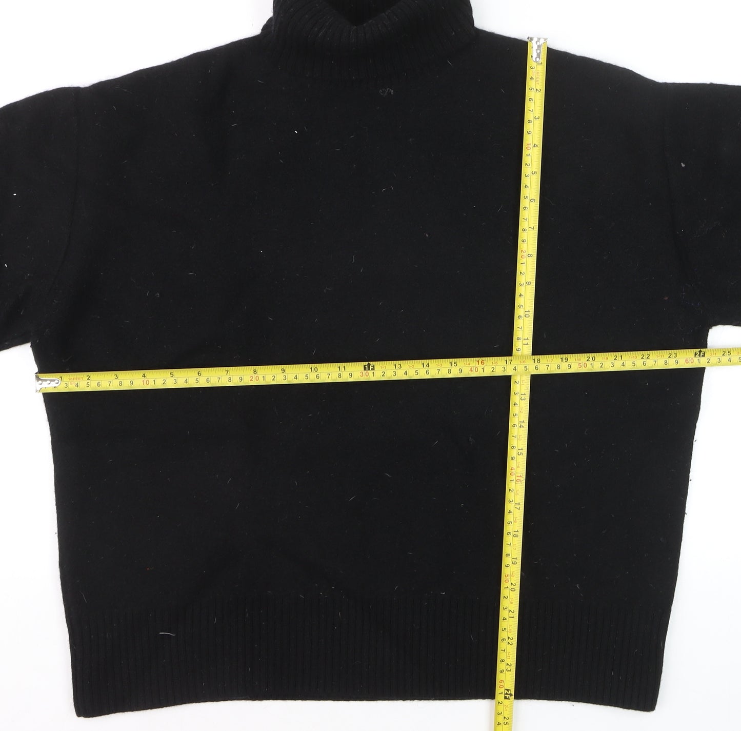 COS Women's Black Wool Roll Neck Jumper Size L Relaxed Fit