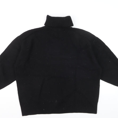 COS Women's Black Wool Roll Neck Jumper Size L Relaxed Fit
