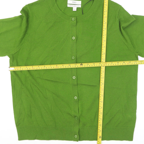 Marks and Spencer Women Green Size 18 Merino Wool Button Cardigan