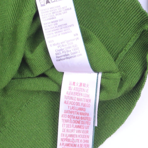 Marks and Spencer Women Green Size 18 Merino Wool Button Cardigan