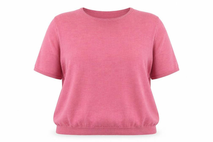 Country Collection Women Pink Merino Wool Short Sleeve Jumper Size 22