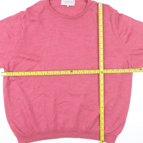 Country Collection Women Pink Merino Wool Short Sleeve Jumper Size 22