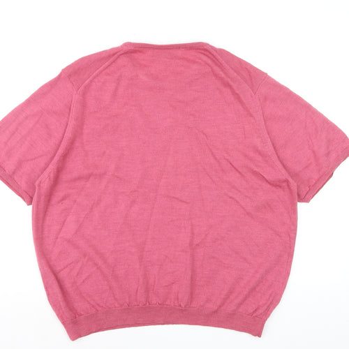 Country Collection Women Pink Merino Wool Short Sleeve Jumper Size 22