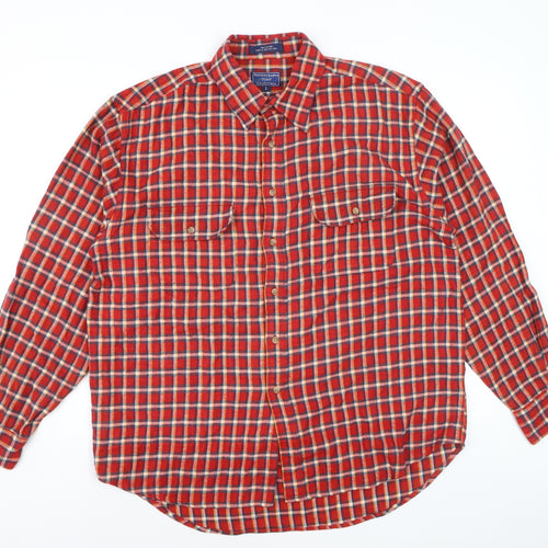 Susquehanna Trail Outfitters Men's Red Check Flannel Button-Up Shirt L