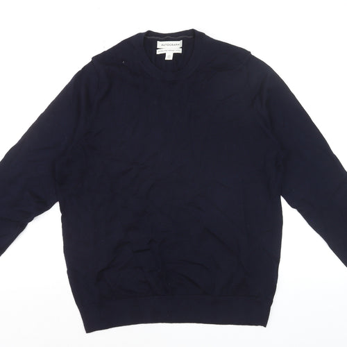 Marks and Spencer Men’s Blue Merino Wool Crew Neck Jumper Size L