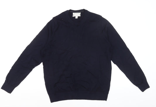 Marks and Spencer Men’s Blue Merino Wool Crew Neck Jumper Size L