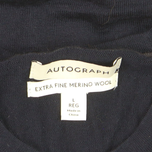 Marks and Spencer Men’s Blue Merino Wool Crew Neck Jumper Size L