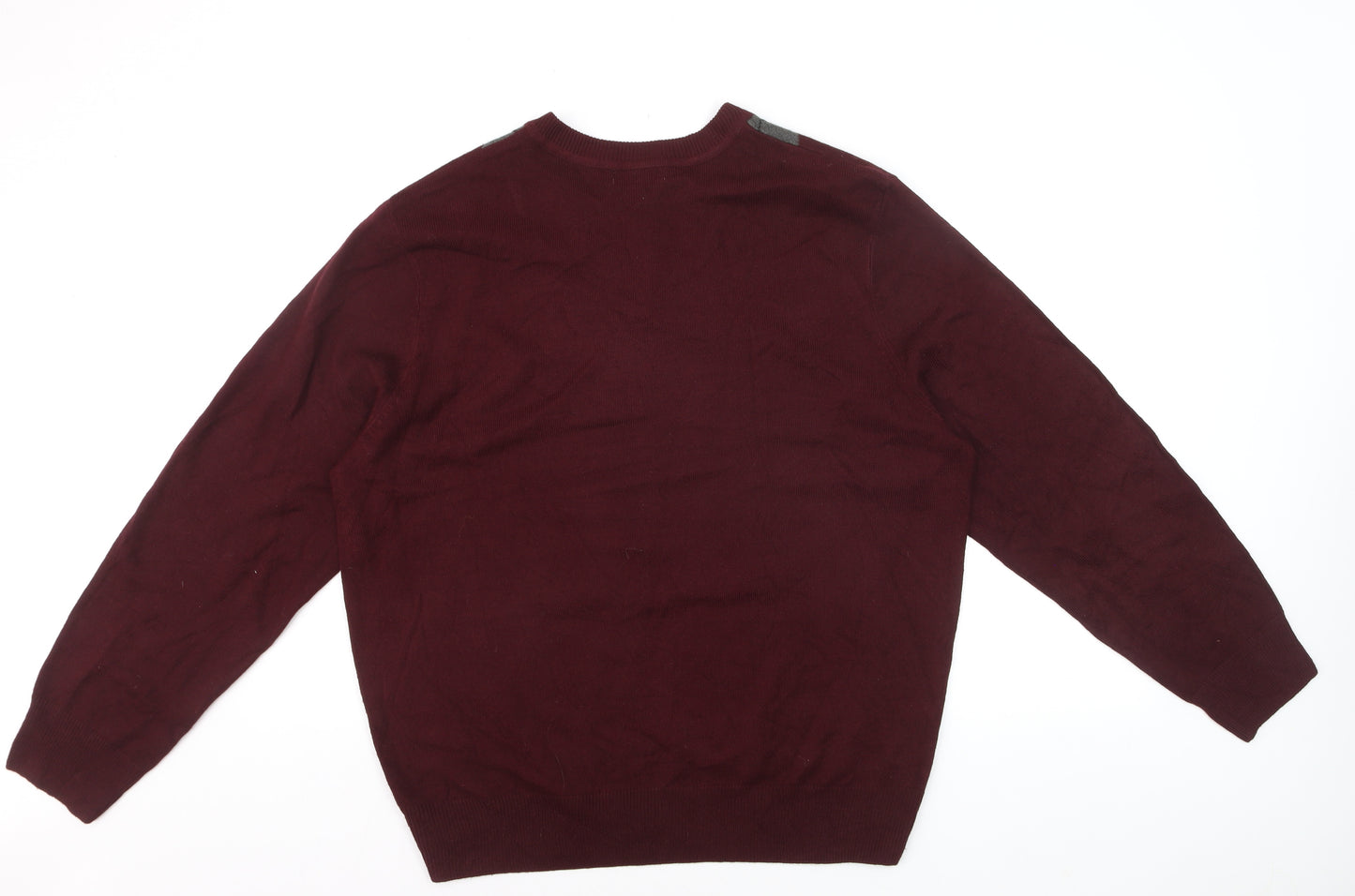 Dockers Men's Red Argyle V-Neck Knit Jumper Size L