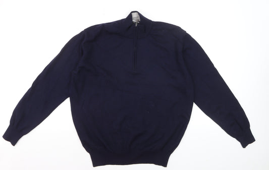 Marco Fiori Men’s Blue XL 1/2 Zip Merino Wool Jumper