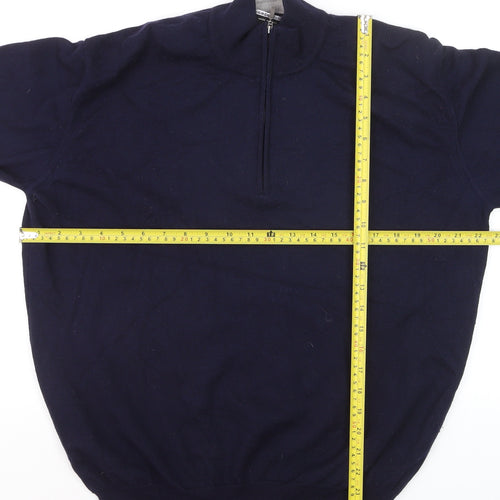 Marco Fiori Men’s Blue XL 1/2 Zip Merino Wool Jumper