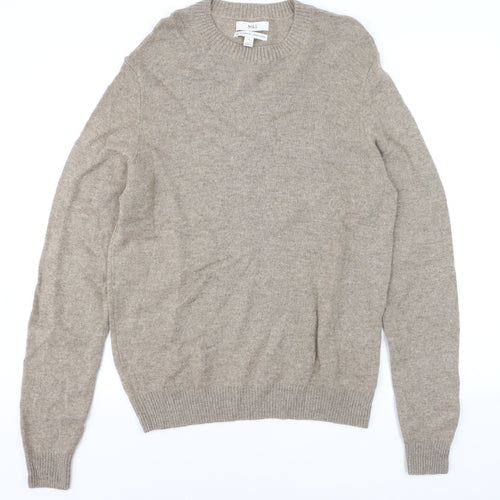 Marks and Spencer Men's Beige Lambswool Crew Neck Jumper M