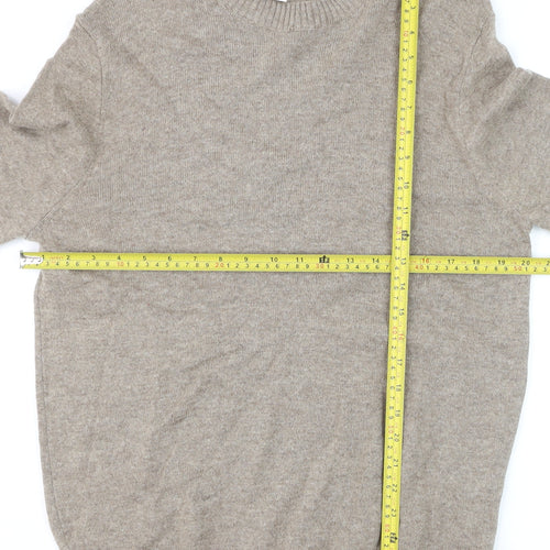 Marks and Spencer Men's Beige Lambswool Crew Neck Jumper M