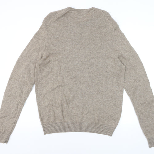 Marks and Spencer Men's Beige Lambswool Crew Neck Jumper M