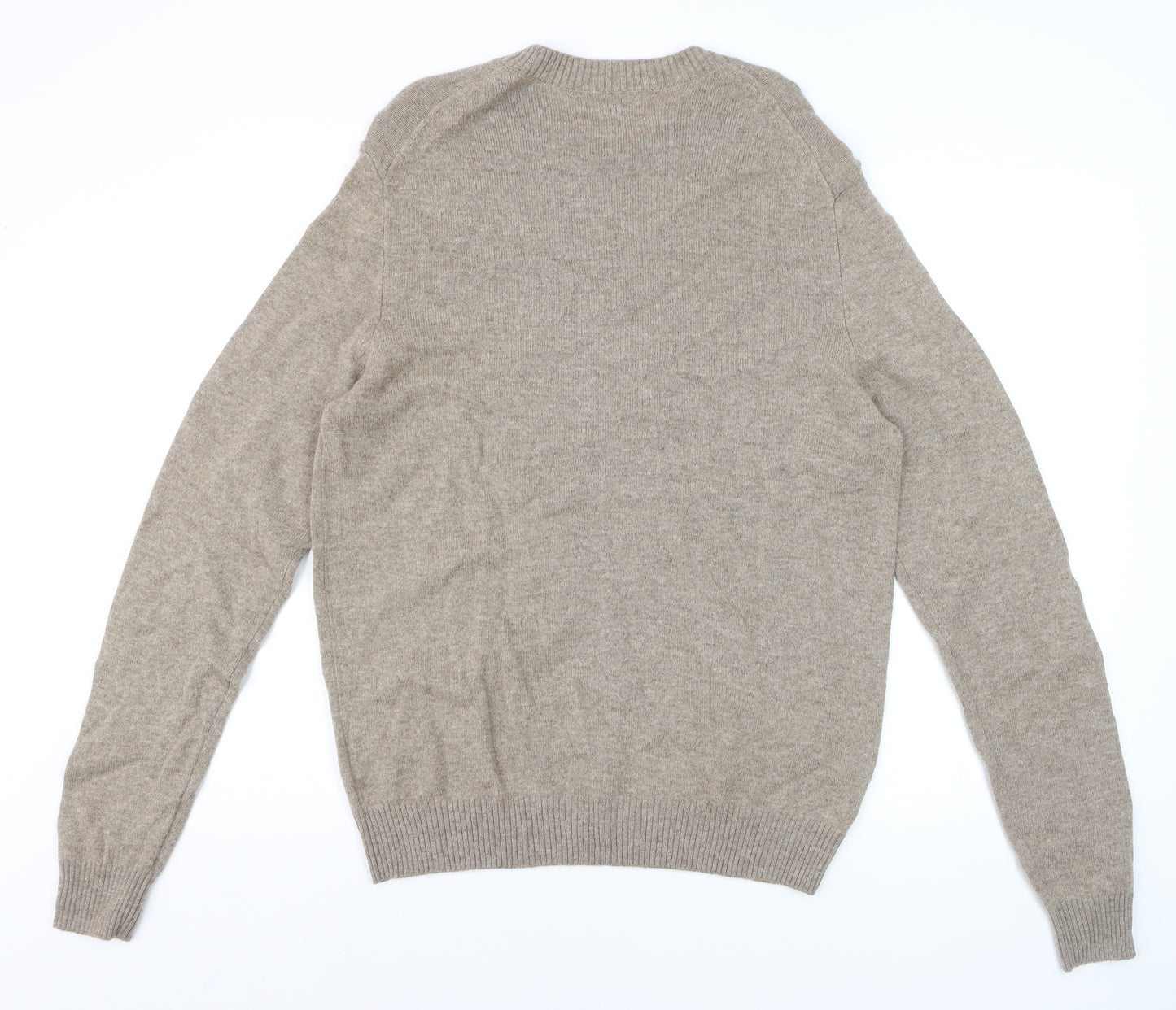 Marks and Spencer Men's Beige Lambswool Crew Neck Jumper M