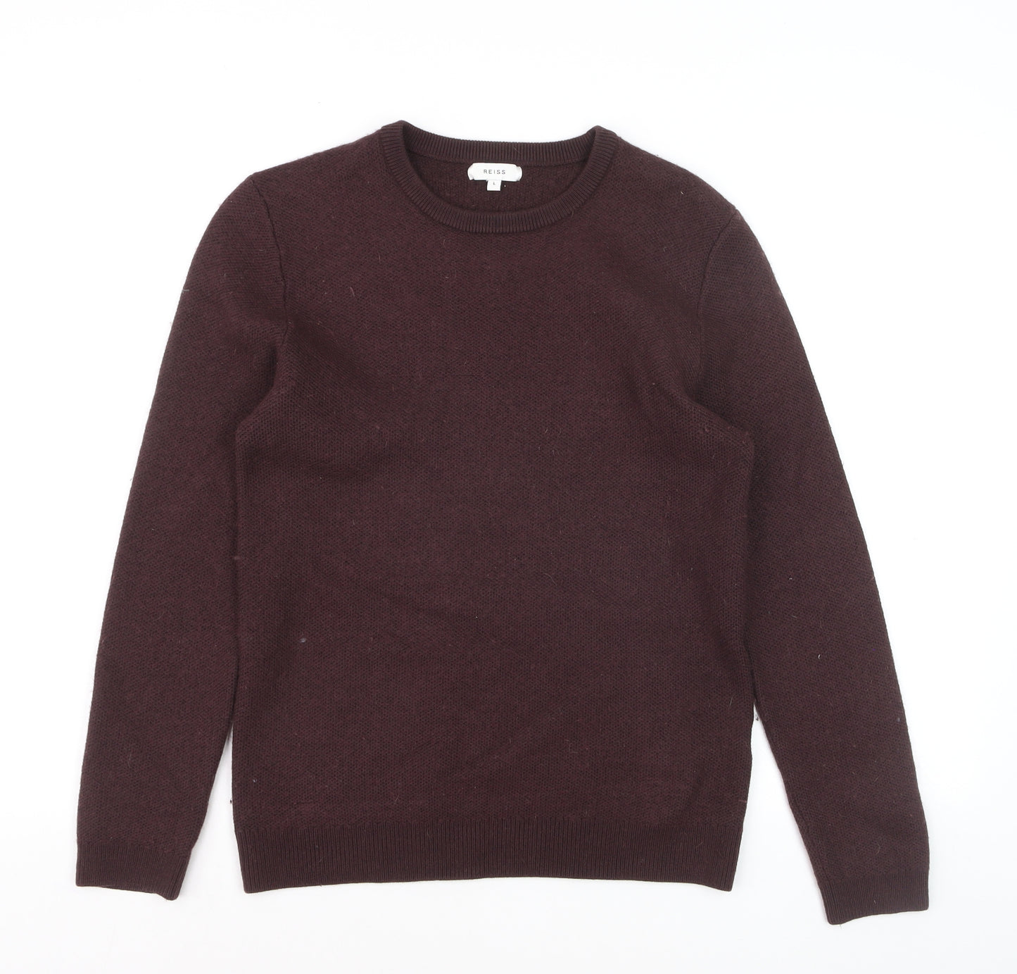 Reiss Men’s Brown Wool Blend Crew Neck Jumper Size L