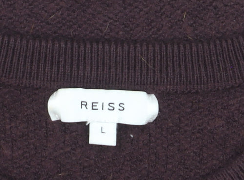 Reiss Men’s Brown Wool Blend Crew Neck Jumper Size L