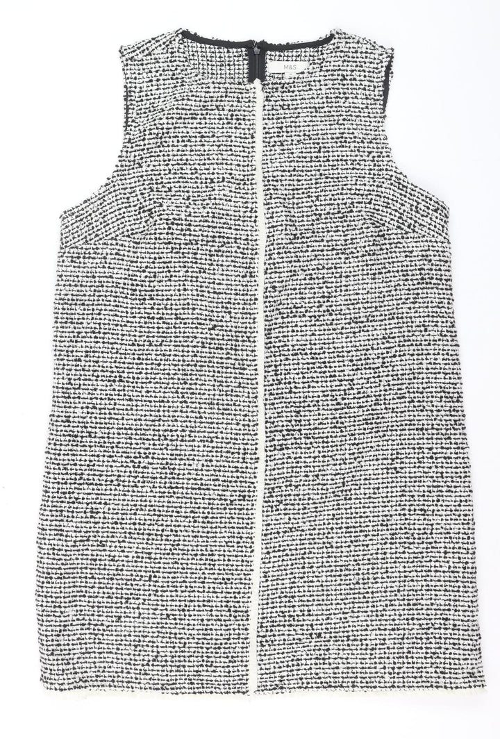 Marks and Spencer Women Black Knee Length Tweed Shift Dress Size 14