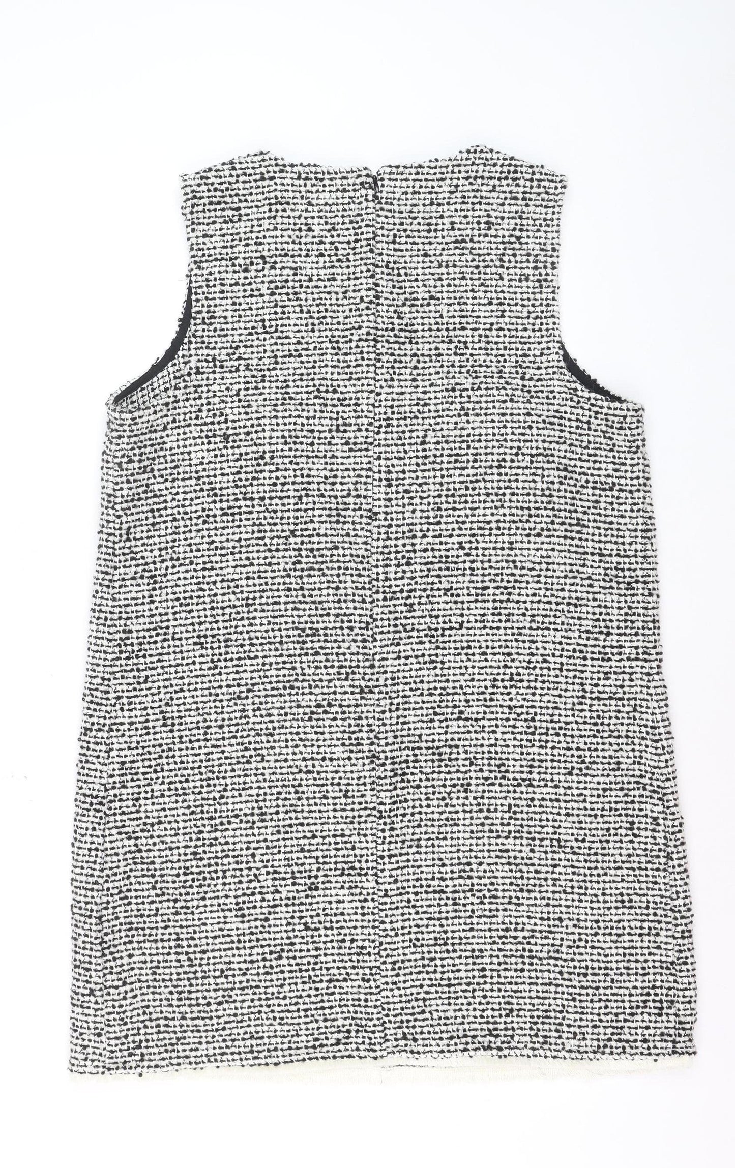 Marks and Spencer Women Black Knee Length Tweed Shift Dress Size 14