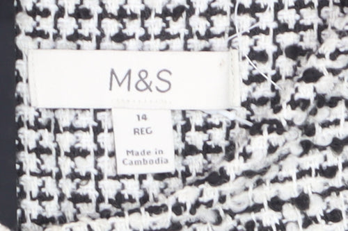 Marks and Spencer Women Black Knee Length Tweed Shift Dress Size 14