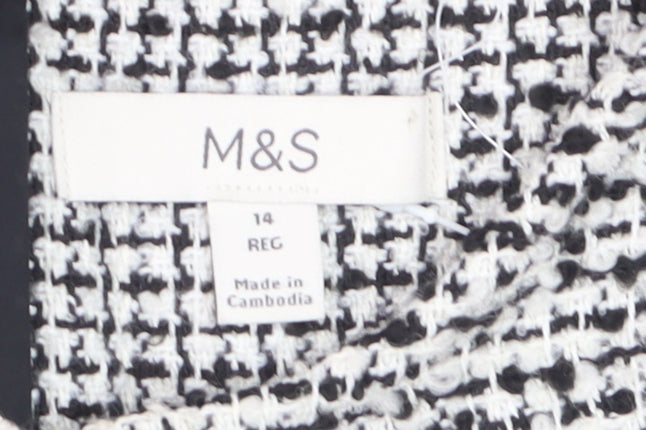 Marks and Spencer Women Black Knee Length Tweed Shift Dress Size 14