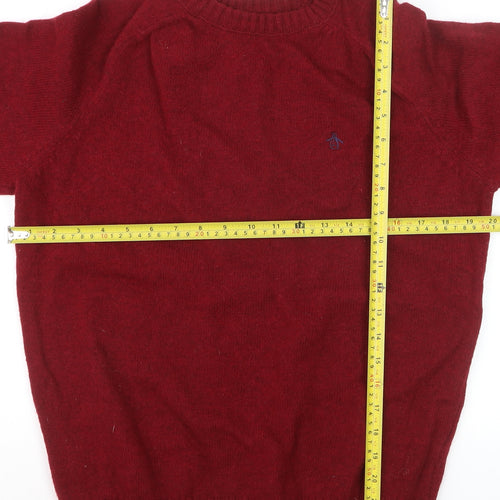 Original Penguin Men's Red Wool Crew Neck Pullover Jumper Size L