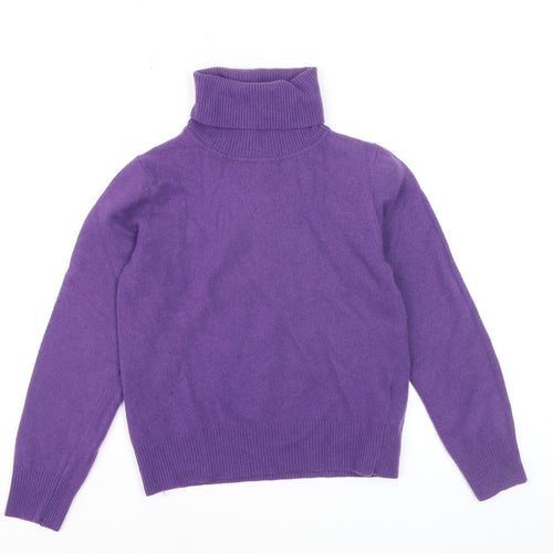 Benetton Women's Purple Wool Roll Neck Jumper Size M