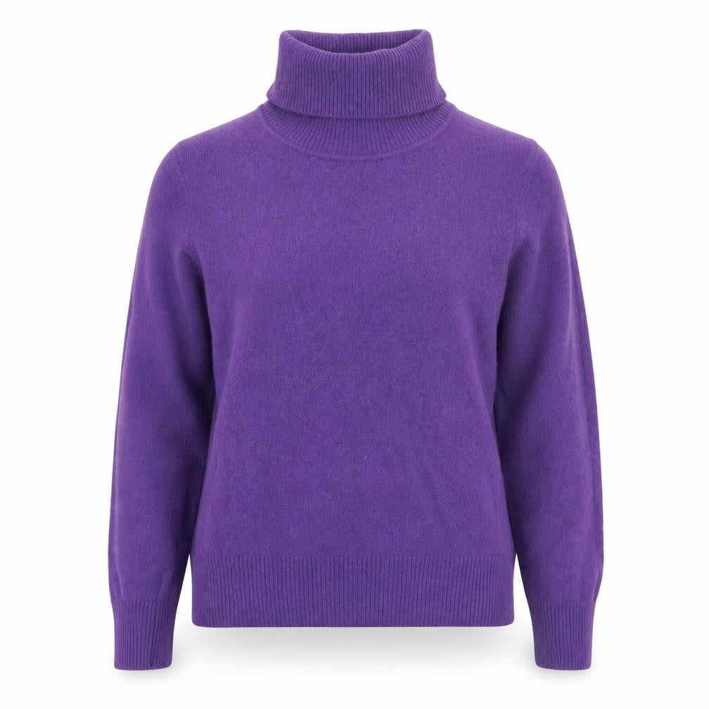 Front view of United Colors of Benetton Women's Purple Wool Roll Neck Jumper, size M