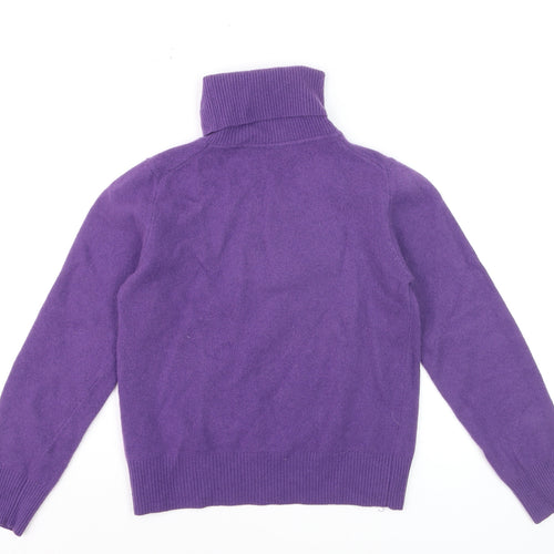 Benetton Women's Purple Wool Roll Neck Jumper Size M