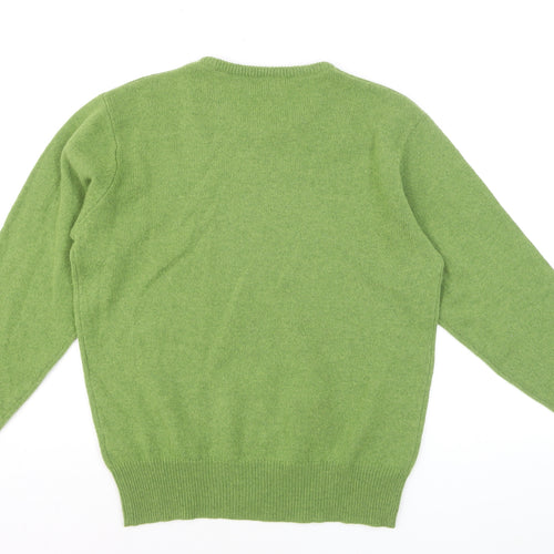 House of Bruar Women's Green Lambswool Crew Neck Jumper M