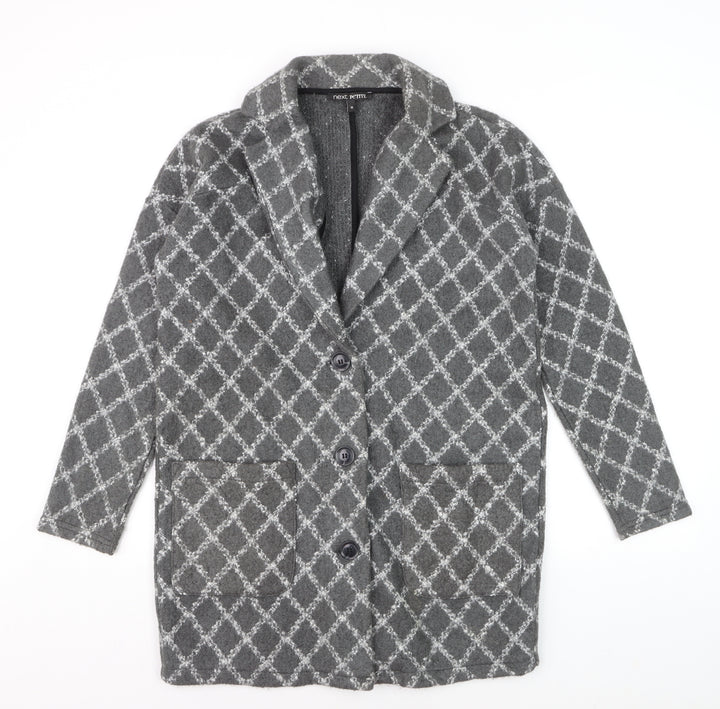 Next Petite Women’s Grey Check Long Cardigan Size 14